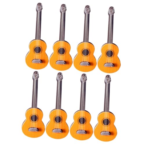 Abaodam 8 STK Puppenhaus Miniaturgitarrenspielzeug Miniaturgitarrenmodell Winzige Geige Mini-Musikinstrument Winzige Gitarre Kleines Gitarren-kuchenaufsatz Holz Statue Klassisch Ob11 von Abaodam