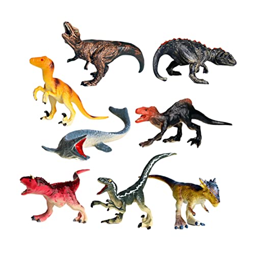 Abaodam 8 Teiliges Dinosaurier Modell Set Für Künstliche Dinosaurier Figuren Aus Kunststoff Mit LKW Und Autorennbahn Perfekt Für Garten Und Rollenspiele Im Kindergarten von Abaodam