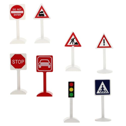 Abaodam 8St Verkehrszeichen-Ornamente verkehrszeichen Verkehrsschilder kleines Tablett Zapfen Ampel Ampel Mini-Verkehrszeichen Mini-Straßenschild Plastik Colorful von Abaodam