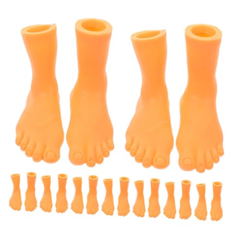 Abaodam 9 Paare Zehensatz French Tip Press Auf Den Nägeln Auf Nägel Kleben Winzige Fingerhände Nagel Schuhe Fuß Fingerpuppe Falsche Fingernägel Fake-Performance-füße Abs Puppen Beige Vinyl von Abaodam