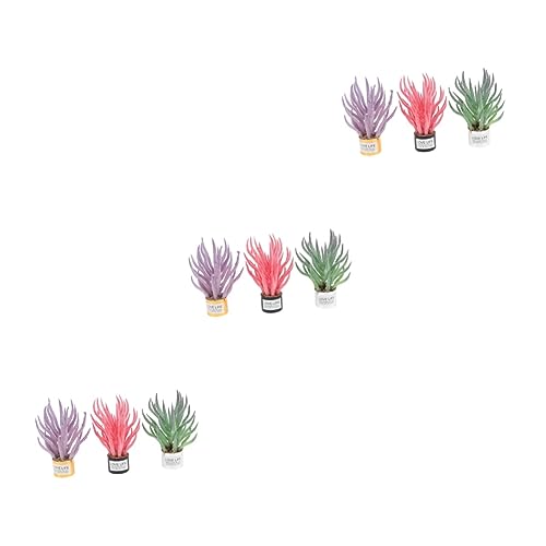 Abaodam 9 STK Puppenhaus Mini Handmade Modell 12 Punkte 8 Punkte Eisen Becken Grüne Pflanze Orchideen Kunstpflanze Zubehör Ob11 Schreibtisch Plastik von Abaodam