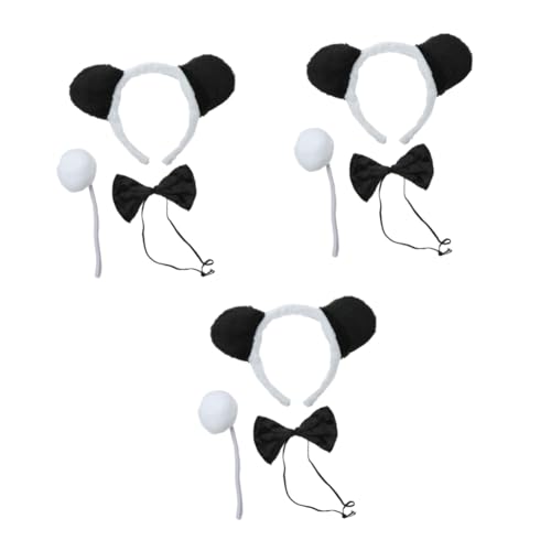 Abaodam 9 Stk Partyzubehör Karikatur Panda-Ohren Ohr Fliege Panda Ohren Stirnband Panda Kostüm für Kinder tierkostüme für kinder tierkostüme kinder Panda Kopfband -Fliege Kinderfliege von Abaodam