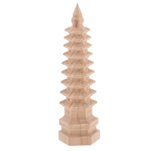 Abaodam 9 Wen Chang Tower Ornamente Miniatur chinesische Pagode Pagode-Modell japanische Pagodenstatue Wenchang-Turm-Statue Minitasche mit Anhänger Pagodengartenstatue hölzern Khaki von Abaodam