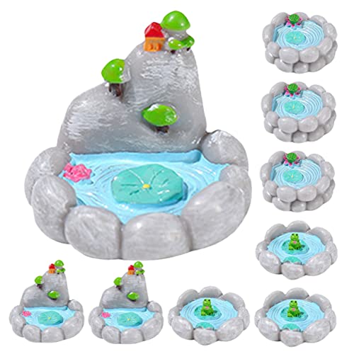 Abaodam 9St Mini-Gartenpool schwimmende Pflanze oberirdischer Schwimmbecken-Skimmer Poolzubehör Poolpumpe miniaturfiguren miniaturen Figuren winziger Teich winziger Feenblumenteich Harz von Abaodam