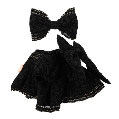 Abaodam Abendkleid geburtstagskleid Puppenoutfit mit Schleife Mode Puppenkleid Kleidung für Babypuppenjungen Puppenstubenkleid Puppenhaus-Ornament Stoff Black von Abaodam