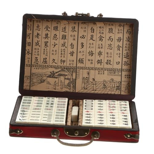 Abaodam Reise Mahjong Spielset Traditionelles Chinesisches Mahjong Mit Lederetui Und Englischer Anleitung Tragbares Mahjong Für Unterwegs Perfekt Für Familien Und Freunde von Abaodam