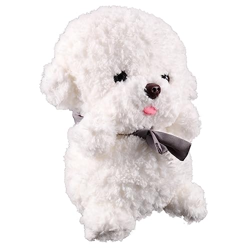 Abaodam Bichon Frise Puppe Hund Plüschtier Hundepuppe Kuscheltiere Entzückendes Kuscheltier Entzückender Plüschhund Realistischer Spielzeughund Partygeschenk Baumwolle Weiß von Abaodam