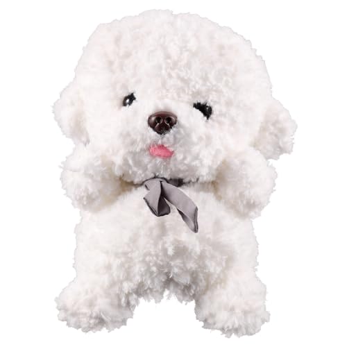 Abaodam Bichon Frise Puppe Hund Plüschtier Hundepuppe süßes Kuscheltier süsse kuscheltiere Leichtes Stofftier ausgestopftes Tierspielzeug gefülltes Welpenspielzeug PP Baumwolle Weiß von Abaodam