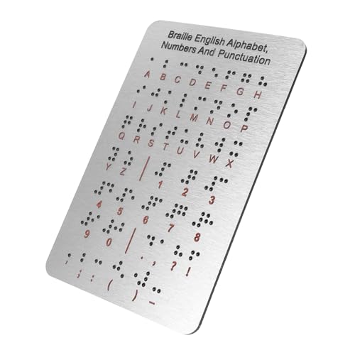 Abaodam Braille-Motherboard Braille schreibtafel sehbehinderte Produkte Braille-Spiele Braille-Spielkarten taktile Lernwerkzeuge Braille-Alphabettafel aus Holz Rostfreier Stahl Silver von Abaodam