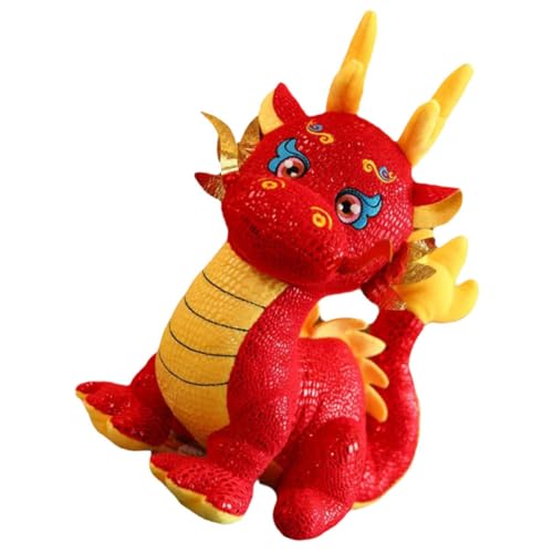 Abaodam Chinesisches Neujahrsdrachenspielzeug Chinese New Year chinesisch neujahr Drachenfigur puppenaugen spielzeuge ausgestopfte Drachenpuppe entzückender ausgestopfter Drache Plüsch rot von Abaodam