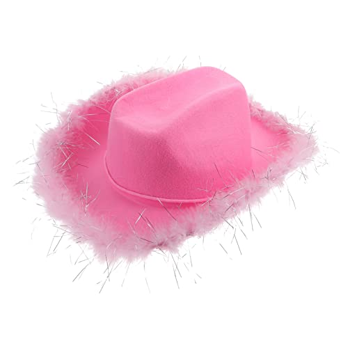 Abaodam Denim-Filzhut karnevals hut faschingsaccessoires Karnevalshut Hut für Mottoparty party hut Strohhut Sonnenhut aus Stroh Dekor Hut im Westernstil Modehut Westernhut Filzstoff Rosa von Abaodam