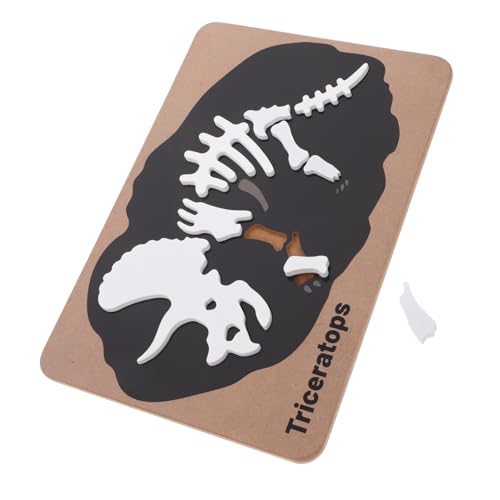 Abaodam Dinosaurier-fossilien-Puzzle Skelett-Puzzle Für Dinosaurier-Ei Puzzlematte Knochen Puzzlekleber Hölzernes DIY-Puzzle Kleinkind Rätsel Runde Vorschulrätsel Ahorn von Abaodam