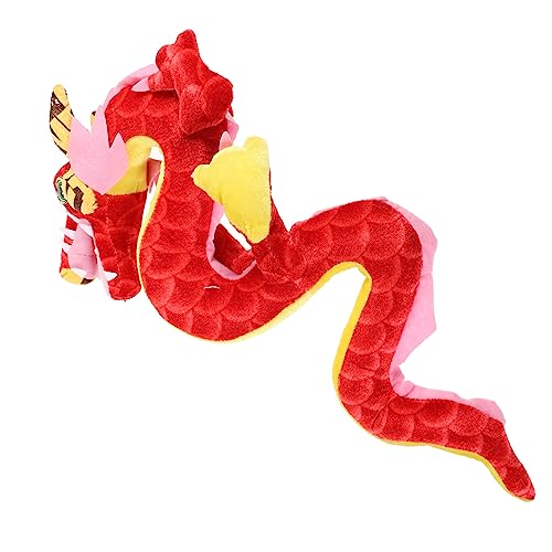 Abaodam Drachenpuppenmaskottchen Chinesisches Neujahrsdrache-plüschtier Ausgestopftes Drachenspielzeug Kuscheltiere Drache-Sternzeichen-Puppe Drache Stoffpuppe Pp Baumwolle Rot von Abaodam