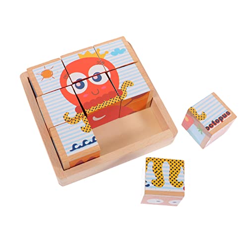 Abaodam Dreidimensionales Puzzle Vorschul-stapelblock Lernspielzeug Für Kinder Shape-Match-Spielzeug Sortierspiel Für Kinder Kleinkinder Spielzeug Cartoon-Puzzle-Spielzeug Hölzern von Abaodam