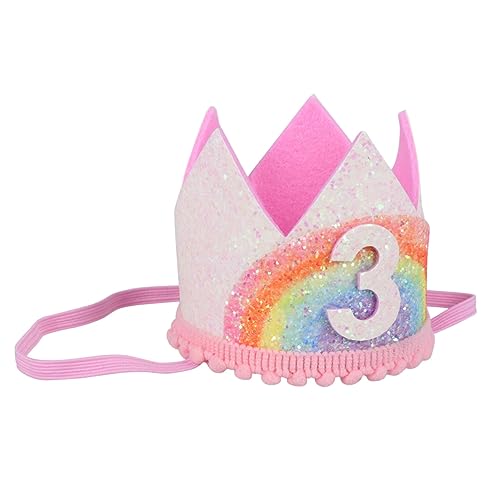 Abaodam Baby-geburtstagskronenhut für Jungen und Mädchen Geburtstagshut mit Regenbogenkronen-design Foto-requisite für Partyzubehör Accessoire für Den Ersten Geburtstag von Abaodam