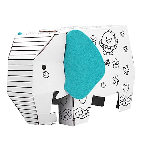 Abaodam Graffiti- tierpuzzle zabawki stymulujące rozwój Elefantenmodell Elefantenspielzeug Graffiti-Rätsel Elefant 3D-Elefanten-Puzzle-Block zum Ausmalen DIY Bastelset Papier Weiß von Abaodam