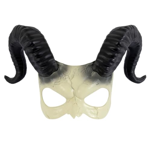 Abaodam Halloween Sheep Horn Half Face Mask For Costume Parties Masquerades Role Play Animal Cosplay Half Face Headwear von Abaodam