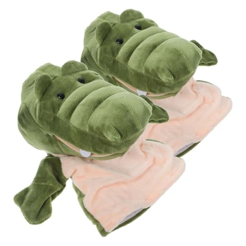 Abaodam Handpuppenspielzeug Für Kindertierpuppe Cartoon-Puppen Puppentiere Fingerpuppen Zeichentrickfigur-Puppe Puppe Mit Beweglichem Mund Green Plüsch von Abaodam