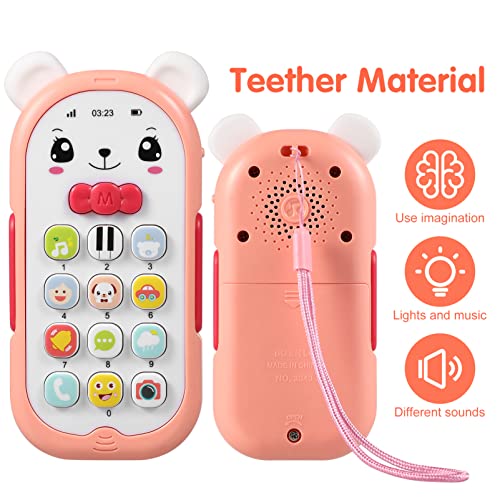 Abaodam Handyspielzeug für Mädchen Babys Instrumente Handy Teething Toys Babyphone 6 Monate Babyphone 6-12 Monate Abs Rosa von Abaodam