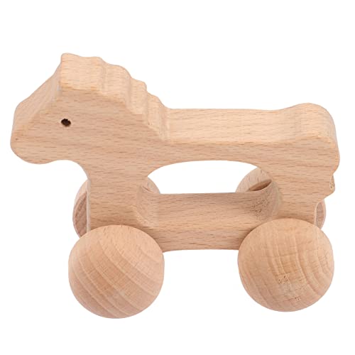 Abaodam Holzspielzeug Schiebewagen Für Kleinkinder Kreatives Montessori Inertialspielzeug Zum Greifen Und Fördern Der Motorik Pferde Design Ideal Für Babys Ab 12 Monaten von Abaodam