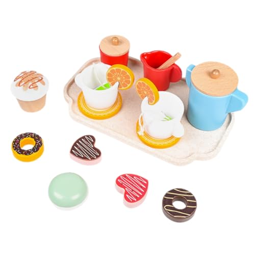 Abaodam Holzspielzeug Set Für 1 Set Miniatur Teeservice Mit Dessert Und Kuchen Rollenspiel Nachmittags Teezeit Lernspielzeug Für ädchen Und Jungen Spielküchen Zubehör von Abaodam