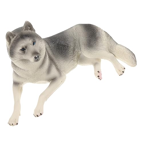 Abaodam Husky Modell Spielfiguren Tiere Hundespielzeug Welpe Tierfigur Simulation Tiermodell Gefälschtes Tiermodell Kunststoff Grau von Abaodam