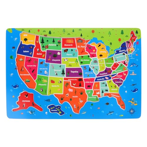 Abaodam Karten-Puzzle-Spielzeug Karte Der Vereinigten Staaten Usa-kartenrätsel Weltkartenrätsel Karten Für Kinder Karte Der Usa Lustiges Lernspielzeug Uns Kartenrätsel Bodenrätsel Hölzern von Abaodam