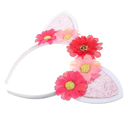 Abaodam Katzenohr-blumen-stirnband Katzen-outfit Katzenkostüm Für Mädchen Stirnbänder Beleuchtetes Stirnband Mit Katzenohren Stirnband Katzenhaar-accessoires Für Mädchen Stoff von Abaodam