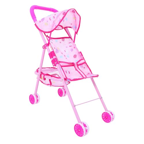 Abaodam Kinderwagen Korb Puppe Bausatz Buggy Babys Miniatur zappeln car babywagen Fahrzeuge Strollers spielzeugautos spielzeuge Kindertrolley Spielhauszubehör Plastik Rosa von Abaodam