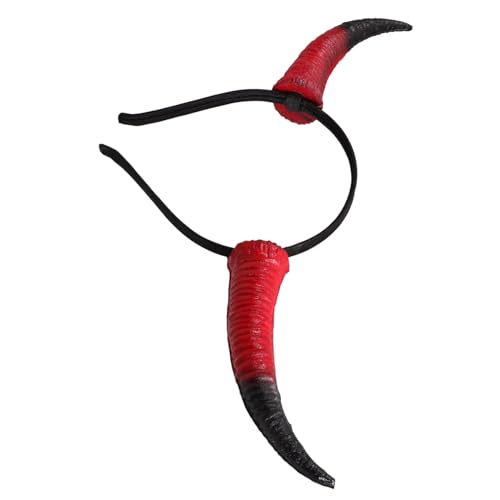 Abaodam Klaue Stirnband Halloween-kopfschmuck Aus Schafshorn Schaf-cosplay-kostüm Haarband Aus Schafshorn Cosplay-stirnbänder Für Frauen Haarreifen Aus Horn Hörner Stirnband Rot von Abaodam