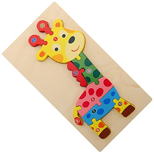 Abaodam Kognitives Dreidimensionales Puzzle Holziges Rätsel Zahlen-Tier-Puzzle Giraffe Tierlernpuzzle Pädagogisches Lernspielzeug Tierspielzeug 3D-Tier-Puzzle Hölzern von Abaodam