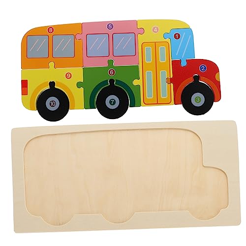 Abaodam Kognitives dreidimensionales Puzzle Bildungsspielzeug Kleinkind-Puzzle Spielzeugautos Puzzle rätselbuch Cartoon-Puzzle- Puzzle- aus Holz hölzern von Abaodam