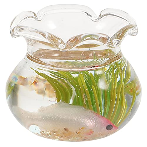 Abaodam Becken Für Miniaturhäuser Mini-Aquarium Aus Glas Im Maßstab 1:12 Mini-fischbecken Für Puppenhaus Mini-hausdekor Miniatur-szenenzubehör Zufällige Farbe von Abaodam