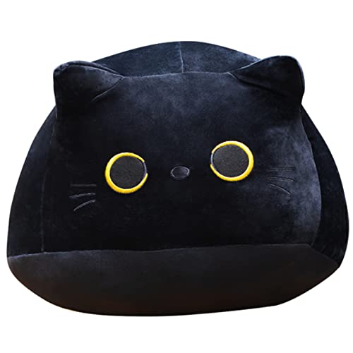 Abaodam Kopfkissen geschmeidiges Dekokissen Adukt-Spielzeug Flauschiges Kätzchenspielzeug Plüschtier Cute Pillow Throw Pillow Cartoon-Tierpuppe entzückendes Katzenkissen PP Baumwolle Black von Abaodam