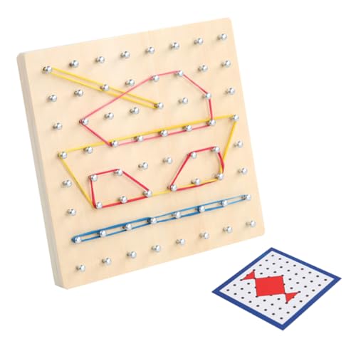 Abaodam Kreative Nagel Platte Mathe-lernwerkzeug Nagelbrett Geobrett Nagelplatte Steckbrett Kreatives Geoboard Geometrie-lernwerkzeug Bildungsspielzeug Lindenholz von Abaodam