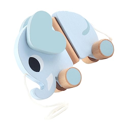 Abaodam Lauflernhilfe für kinderspielzeug Educational Toys Kid Toys -Elefanten- Elefanten-Nachziehspielzeug Elefant hölzern Blue von Abaodam