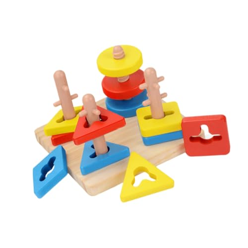 Abaodam Holzpuzzle Set Mit Geometrischen Formen Lernspielzeug Für Kleinkinder 4 Teiliges Steckpuzzle Montessori Für Frühe Bildung Interaktive Bauklötze Für Ab 2 Jahren von Abaodam