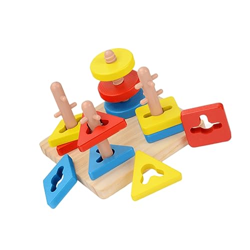 Abaodam Lernpuzzle Aus Holz Für Kleinkinder Geometrie Zur Der Frühentwicklung Kreatives Stapelspielzeug Für Kindergarten Pädagogisches Holzspielzeug Für Ab 2 Jahren von Abaodam