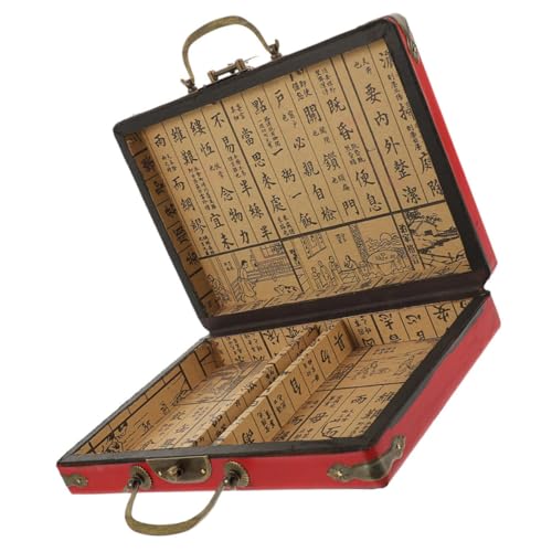 Abaodam Mahjong Tragekoffer Aus Holz Mahjong Reisekoffer Mahjong Aufbewahrungsbehälter Pu Handheld Majong Träger von Abaodam