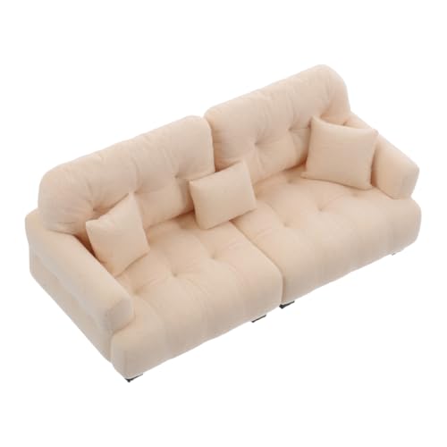 Abaodam Maßstab Modernes Plüschsofa in Cremefarben Weiche Langlebige Puppenmöbel für Wohnzimmer Sammler und Mini Wohnzimmer Accessoire Abaodam Maßstab Modernes Plüschsofa in Cremefarben Weiche Langlebige Puppenmöbel für Wohnzimmer Sammler und Mini Wohnzimmer Accessoire von Abaodam