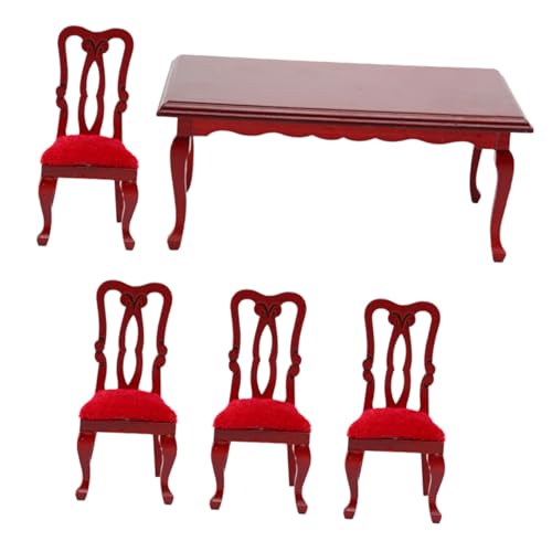 Abaodam Mini Esszimmerstuhl Tischset Mini Tisch Puppenhauszubehör Kleine Möbel Zubehörset Im Maßstab 1/12 Rotes Holz Abaodam Mini Esszimmerstuhl Tischset Mini Tisch Puppenhauszubehör Kleine Möbel Zubehörset Im Maßstab 1/12 Rotes Holz von Abaodam
