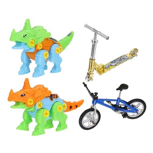 Abaodam Mini Finger Bike Set DIY Finger Scooter Und Dinosaurier Modell 1 Finger Fahrrad + 1 Finger Scooter + 2 Dinosaurier + Zubehör Für Kreatives Für Drinnen Und Draußen von Abaodam