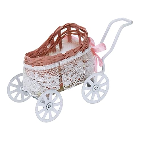 Abaodam Mini-Kinderwagen Miniatur Kinderzimmer Möbel Miniatur Krippe Miniatur-Kinderwagen Miniatur-spielzeugkrippe Hausmöbel Miniatur Miniatur-spielsets Für Mädchen Miniaturmöbel Stoff von Abaodam