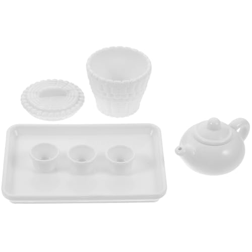 Abaodam 1 Set Miniatur Teegeschirr Für Puppenhaus Kaffeekanne Und Tassen Japanisches Design Weiße Porzellan Und Tassen Puppenhaus Küchenzubehör Für Kreative Rollenspiele von Abaodam