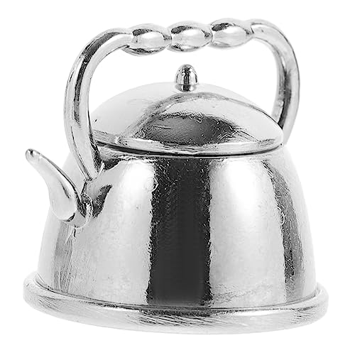 Abaodam Mini-teekessel Puppenhaus Wasserkocher Puppenhauszubehör Puppenhaus-kaffeekanne Gefälschte Pflanze Mini-kochkessel Mini-wasserkocher Modell Mini- Metall Silver von Abaodam