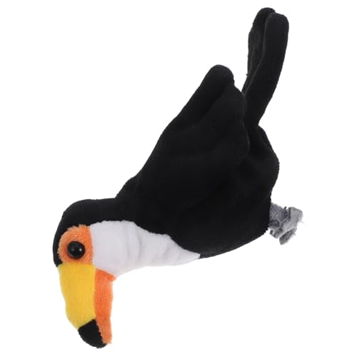 Abaodam Mini -vogelfingerpuppe Wach Eyeliner Cartoon- Knopfabzeichen Papageienspielzeug Brosche Mini- Plüschpuppenpuppe Cartoon-Marionette Hutabzeichen Pp Baumwolle Black von Abaodam