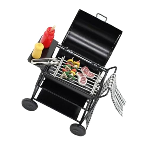 Abaodam 1 Set Miniatur Dekoration Grillwerkzeuge Mini Schwarzer Grill Mit Essen Für Puppenhaus Und Küchen Szenen Dekoration Miniatur Kebabs Und Handtuch von Abaodam