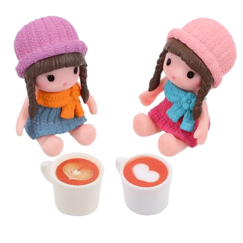 Abaodam Miniatur Puppe Ornamente Kaffeetassen Mini Haus Kaffeetasse Puppenhaus Lebensmittelschrank Kaffeemaschine Mini Puppe Stuff Blank Cup Charms Pommes Frites Puppe Harz 4 Stück von Abaodam