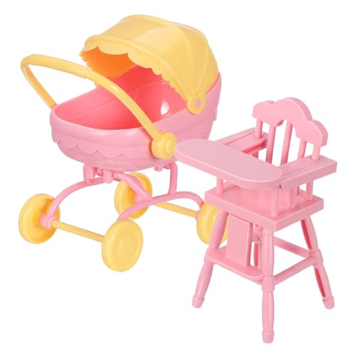 Abaodam Miniatur Puppenwagen und Babystuhl Realistisch Gestaltetes Kinderwagen und Hochstuhl für Kleinkinder Leicht und Tragbar für Rollenspiele und Puppenzubehör Abaodam Miniatur Puppenwagen und Babystuhl Realistisch Gestaltetes Kinderwagen und Hochstuhl für Kleinkinder Leicht und Tragbar für Rollenspiele und Puppenzubehör von Abaodam