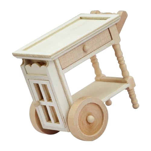 Abaodam Miniatur-Szene-Ornamente Schubkarre Mini-hauswagen Simulationswagen Mini-hausdekoration Desktop-Ornament Miniaturszenenverzierung Wohnkultur Dekoratives Trolley-Modell Birke von Abaodam